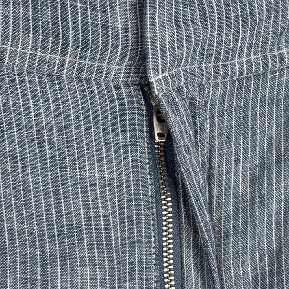 Everlane Linen Way-High Drape Pant 14 Wide Leg Pleated Blue Pinstripe Chambray - Picture 8 of 16